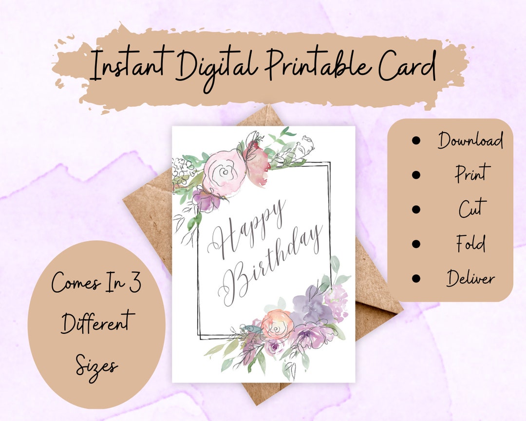 Happy Birthday Digital Printable Card | Birthday Digital Card ...