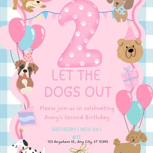 Two Let The Dogs Out| 2nd Birthday Invitation | Dog Birthday Party Invite | Editable Two Let the Dogs Out Digital Download | Printable Kids