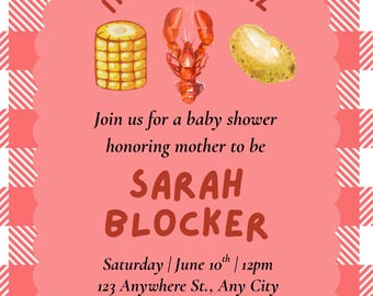 Krebs-Babyparty-Einladung | Cajun Seafood Boil Invite (Digitaler Download)