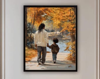 Vater und Sohn Kunst African American feine Wandkunst Leinwand Druck UNGERAHMT