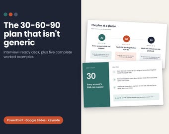 30-60-90 Day Plan Template | Interview Presentation Deck (PowerPoint, Google Slides)