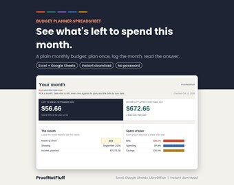 Budget Planner Spreadsheet, Monthly Budget Template, Bill Tracker by Due Date, Excel Google Sheets
