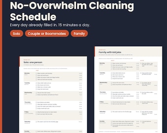 Cleaning Schedule Printable, Fillable PDF Weekly Cleaning Checklist, Adult Chore Chart, Family Chore Chart, 15 Minute Cleaning Routine