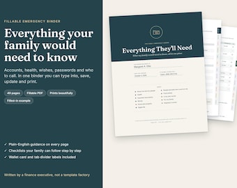 End of Life Planner and Emergency Binder, Fillable PDF, Final Wishes, Estate Planning