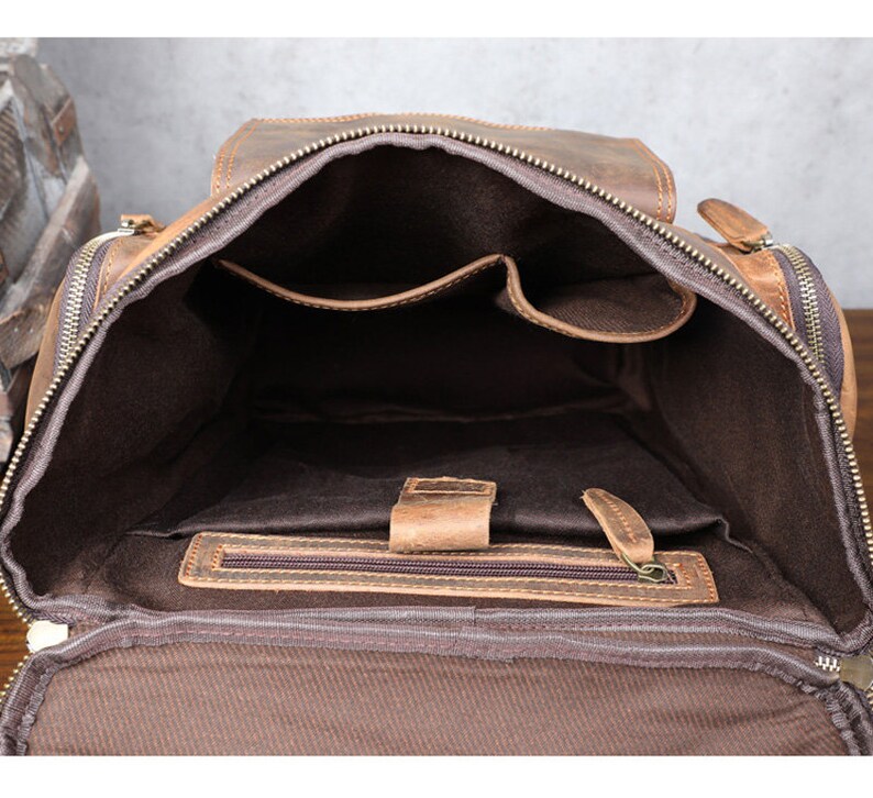 Large Capacity Vintage Crazy Horse Leather Backpack Etsy