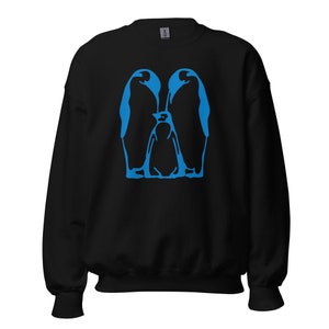 Unisex Pinguin Familie Sweatshirt | Schwarzes Pinguin Sweatshirt | Pinguin Liebhaber Geschenk | Süßes Sweatshirt | Niedliches Pinguin Design | Herbst | Herbst