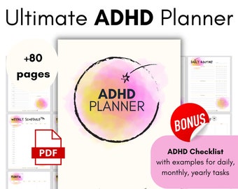 Printable ADHD planner,Ultimate ADHD Planner for adults, Life Planner for ADHD, Printable Life Planner