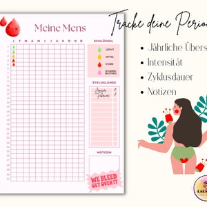 Periodentracker, Periodenkalender, Zyklustracker, Zykluskalender, Menstruationskalender I Zum Ausdrucken I Sofort-Download image 2