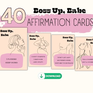 Boss Up, Babe I 40 carte di affermazione per le donne Affermazioni toste Cura di sé Gratitudine Salute mentale Affermazioni positive Regalo