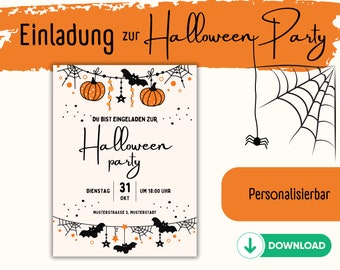 Personalisierbare Halloween Einladungskarte I Einladung zur Halloweenparty I Halloween I Einladung I zum Ausdrucken I PDF I digital product