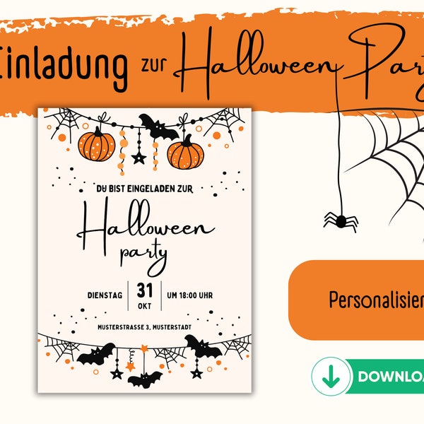 Personalisierbare Halloween Einladungskarte I Einladung zur Halloweenparty I Halloween I Einladung I zum Ausdrucken I PDF I digital product