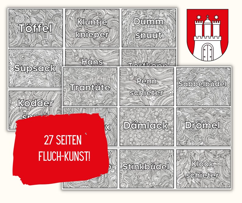 Klei mi ann mors - Malbuch für Erwachsene zum Ausdrucken mit Hamburger Schimpfwörtern der Extraklasse I Malbuch I Hamburg I nordisch image 2