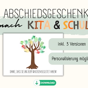 Abschiedsgeschenk für Kita und Schule I Fingerabdruck I Baum I Vorlage Fingerstempel I Geschenk I Erzieher I Dankeschön I Lehrer I PDF