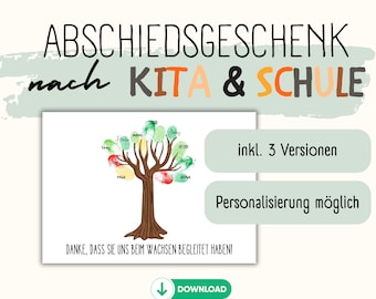 Abschiedsgeschenk für Kita und Schule I Fingerabdruck I Baum I Vorlage Fingerstempel I Geschenk I Erzieher I Dankeschön I Lehrer I PDF