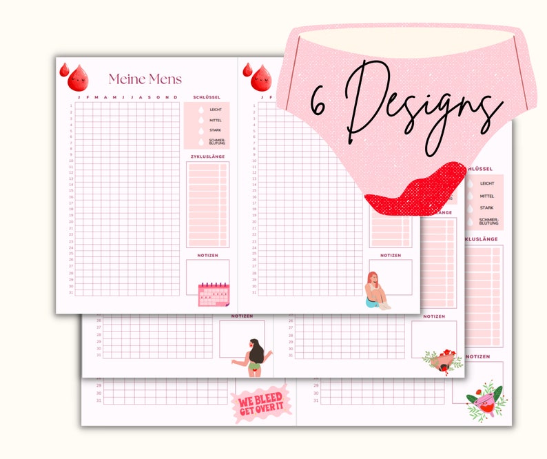 Periodentracker, Periodenkalender, Zyklustracker, Zykluskalender, Menstruationskalender I Zum Ausdrucken I Sofort-Download image 3