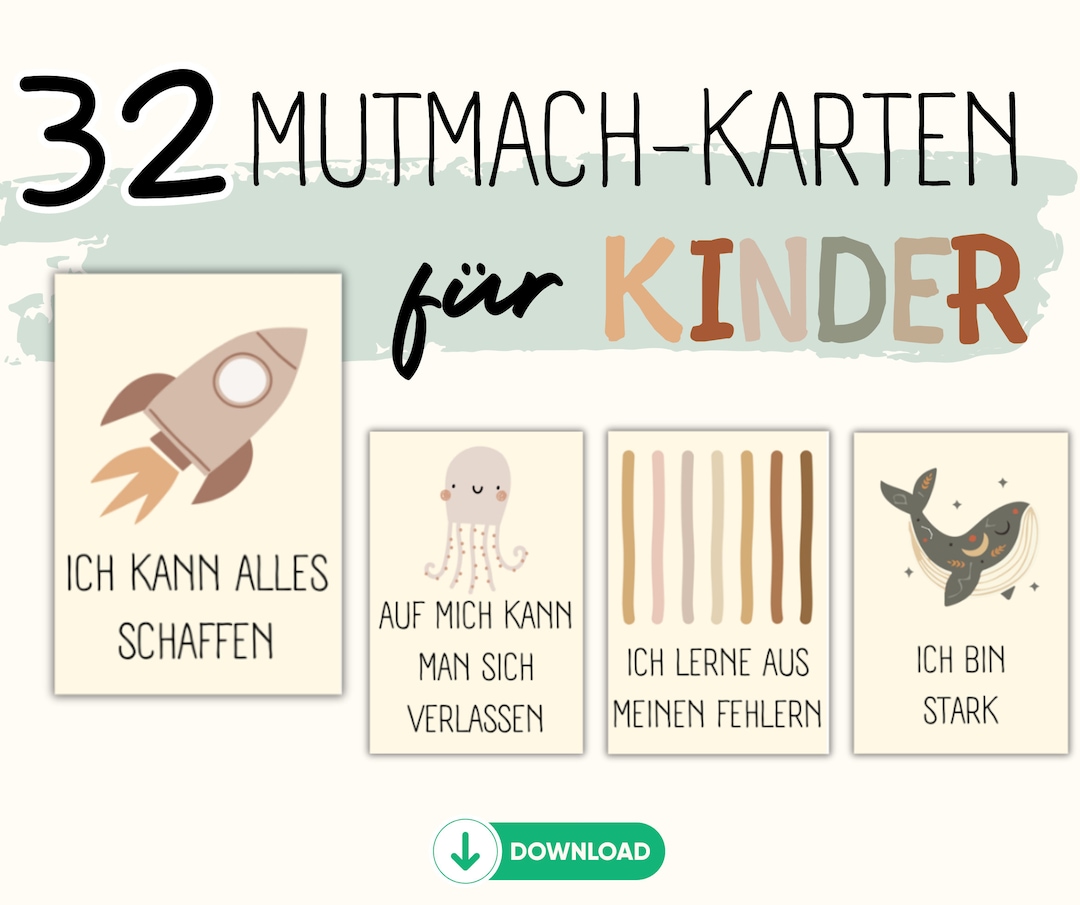 32 MutmachKarten für selbstbewusste Kinder zum Ausdrucken I