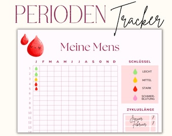 Periodentracker, Periodenkalender, Zyklustracker, Zykluskalender, Menstruationskalender I Zum Ausdrucken I Sofort-Download