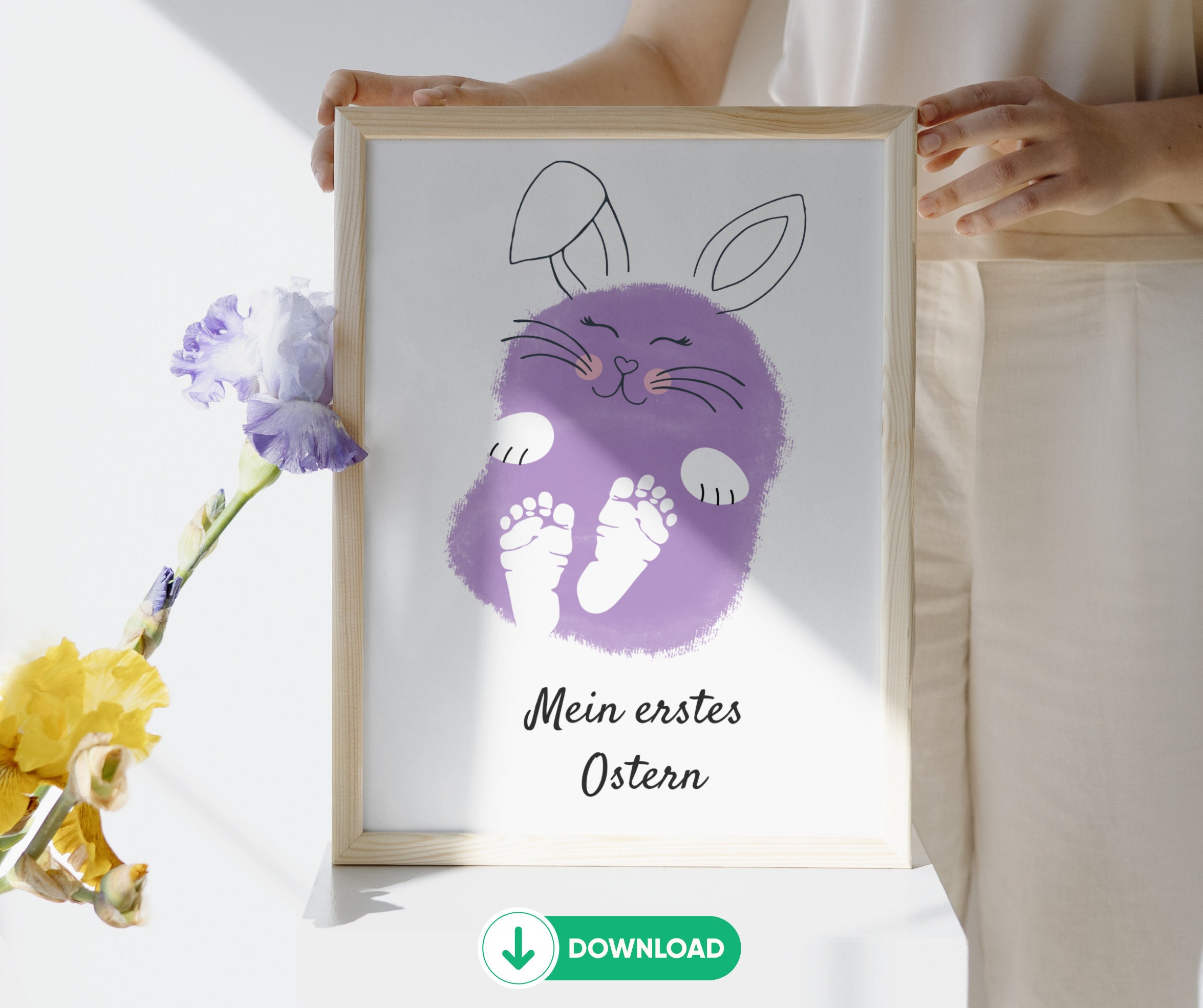 Baby Fußabdruck Ostern I Geschenk I Erinnerung I Mein erstes Ostern I Babyzimmer I Hase bunny I Andenken I Kinderzimmer I Last Minute