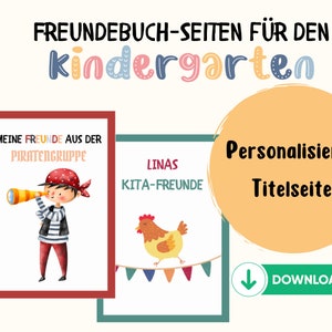 Personalisierte Titelseite für deine ausdruckbaren Freundebuchseiten! Freundebuch Kindergarten I Freundebuch-Seiten I Kita-Freunde