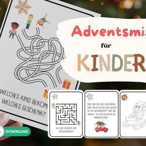 Advents-Mix für Kinder I Adventskalender zum Ausdrucken I Rätsel I Ausmalbilder I Lieder I Witze I Sofort-Download