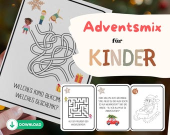 Advents-Mix für Kinder  I Adventskalender zum Ausdrucken I Rätsel I Ausmalbilder I Lieder I Witze I Sofort-Download