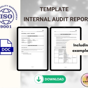 Modello di rapporto di audit interno I ISO9001 I Sistema di gestione della qualità I Download istantaneo I File MS Word modificabile I Prodotto digitale I QMS I