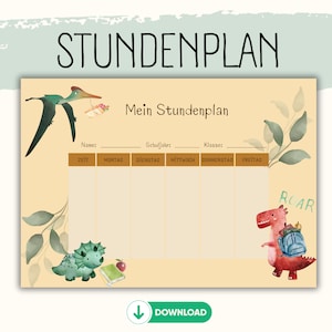Stundenplan für die Schule zum Ausdrucken I Wochenplan für Kinder I Grundschule I Download I PDF I Einschulung I Schule I Sofort-Download