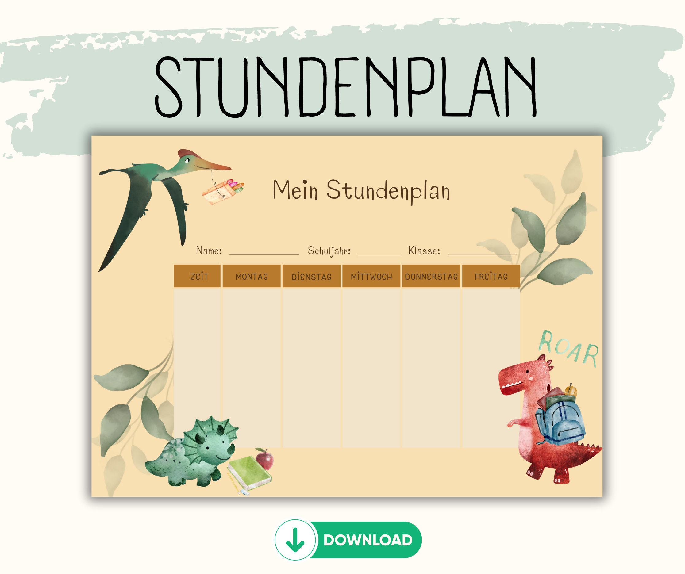 Stundenplan für die Schule zum Ausdrucken I Wochenplan für Kinder I Grundschule I Download I PDF I Einschulung I Schule I Sofort-Download