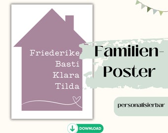 Personalisiertes Familienposter I Familienposter mit Namen I personalisiert I Familie personalisiert I Geschenk I Zuhause I Umzug I Hochzeit