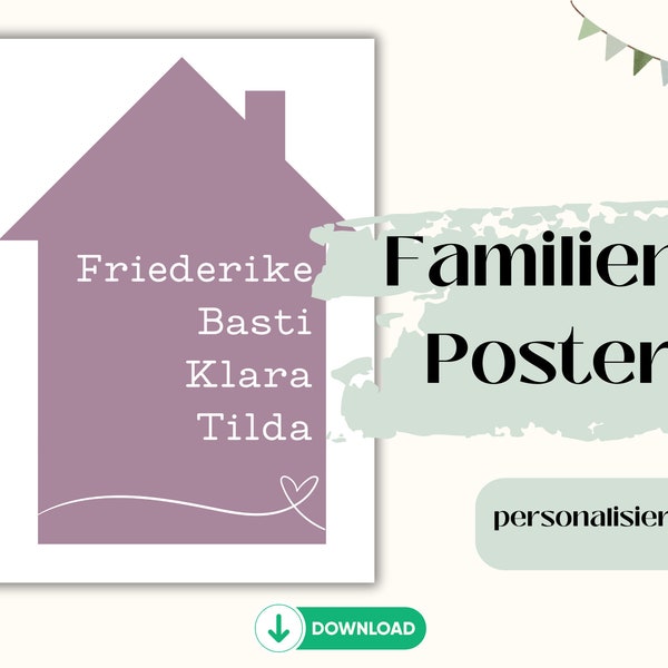 Personalisiertes Familienposter I Familienposter mit Namen I personalisiert I Familie personalisiert I Geschenk I Zuhause I Umzug I Hochzeit