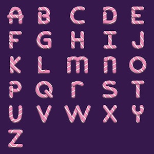 Candy Cane Letters A to Z (PNG Files)
