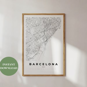 Barcelona Karte drucken | Stadt Karte Poster | Barcelona Poster | Stadt Karte Wandkunst | Druckbare Kunst | Spanien | Digitale Kunst | Reise Poster