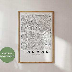 Stadtplan von London | Stadt Karte Poster | London Poster | Stadt Karte Wandkunst | Druckbare Kunst | Vereinigtes Königreich | Digitale Kunst | Reise Poster