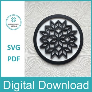 Round Carpenter Star Quilt Digital Laser Cut File - Wall Decor - SVG PDF