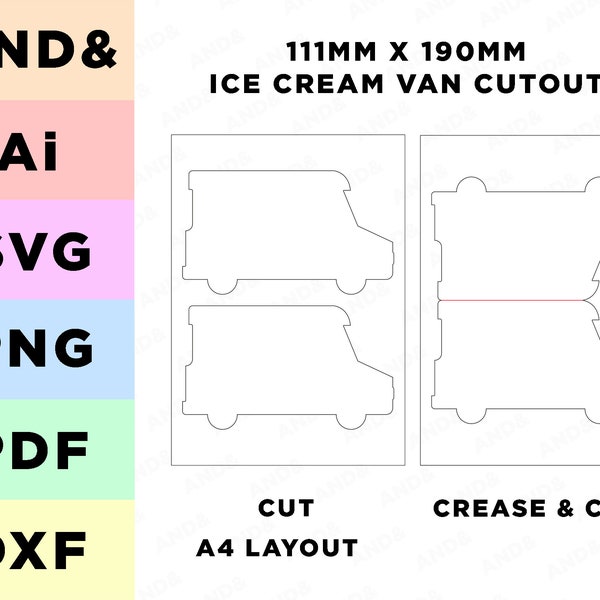 Camion de crème glacée coupé fichier menu amusant dépliants Line Art SVG Files Cut Files DXF Files Retail Svg Files pour Cricut menu mr whippy van ice cream