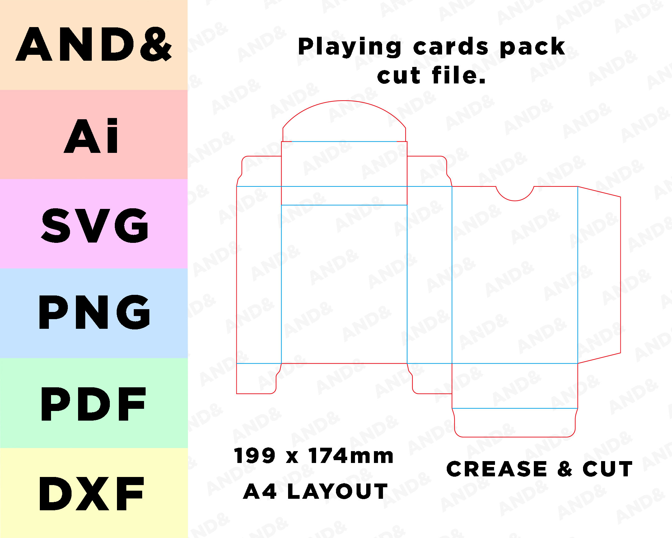 Playing Cards Box for Deck Cutting File Cards Line Art SVG Files Cut ...