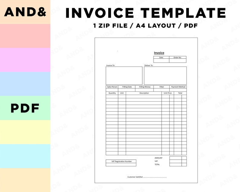 Invoice Template Invoice Pdf Printable Invoice File Vector File Invoice