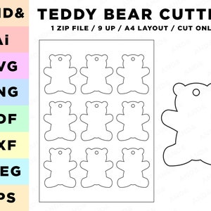 Teddy bear svg teddy pieces teddy set teddybear cut file teddy vector file animal digital download teddybear svg diy teddy set svg