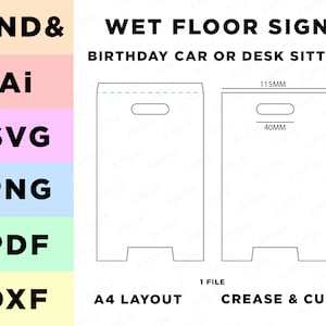 Placa de piso molhado Cartão de aniversário ou babá de mesa divertida perigo Faça você mesmo Arquivos SVG Arquivos cortados Arquivos DXF Arquivos Svg para cartão de aniversário exclusivo Cricut