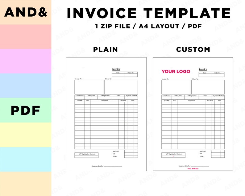 Invoice Template Invoice Pdf Printable Invoice File Vector File Invoice