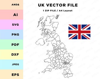 UK Map Vector File, England Game SVG (Digital Download)