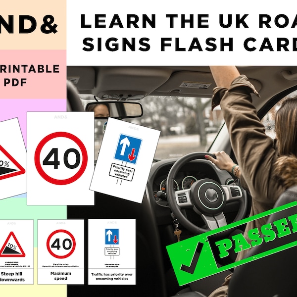 Road Sign Flash Cards - Etsy