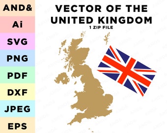 Fichier vectoriel de carte du Royaume-Uni : Royaume-Uni, Angleterre, Écosse (téléchargement numérique)