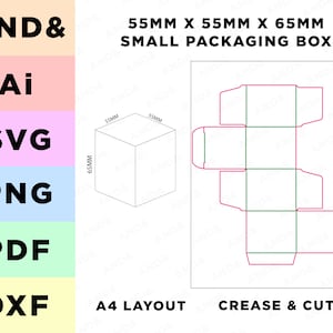 Small Packaging Box Line Art SVG Files Cut Files DXF Files Retail Svg Files for Cricut square box cake box cutter cake cut file sweets box