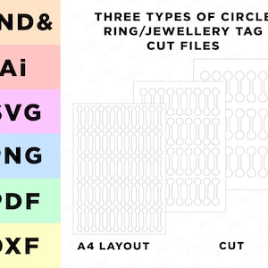 Three types of circle ring jewellery tag cut files Line Art SVG Files Cut Files DXF Files Svg Files for Cricut ring
