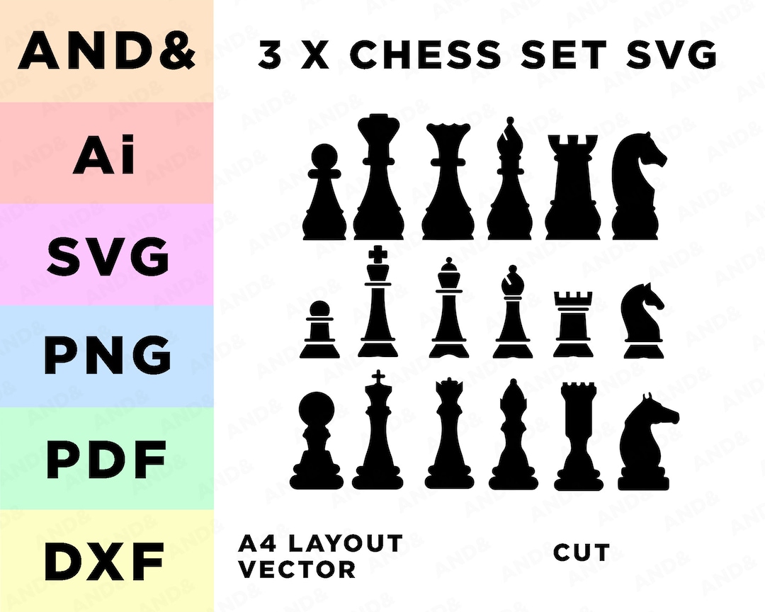 Chess Svg Chess Pieces Chess Set King and Queen Cut File Chess Vector