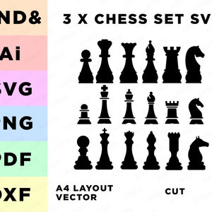 Chess Pieces SVG Bundle, Chess Silhouette, Chess Board Svg, Chess player Svg,  Chess Game Svg, - So Fontsy