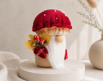 Mushroom Gnome Sewing Pattern PDF Fly Agaric Toadstool Plush Cottagecore Woodland Craft