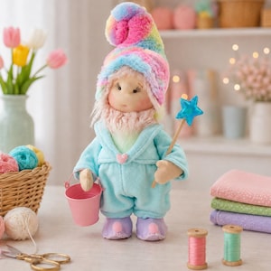 Rainbow Gnome Sewing Pattern PDF Pastel Dwarf Doll Tutorial Plush Toy Craft