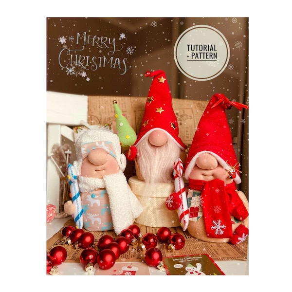 Christmas Gnome pattern, Set of tree, DIY gnome tutorial, Scandinavian gnome PDF, Holiday gnome Sewing pattern Digital Delivery
